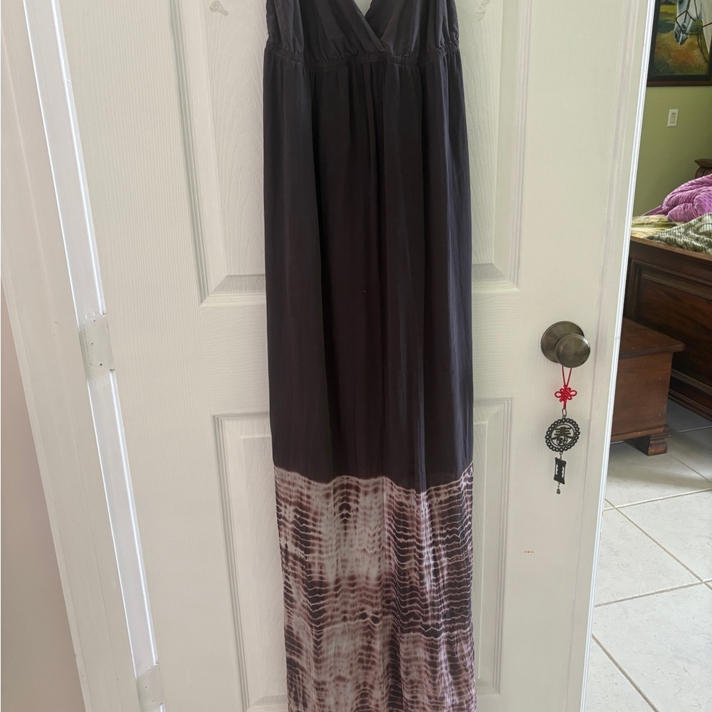 Gypsy 05 Black and Purple Tie-Dye Maxi Dress